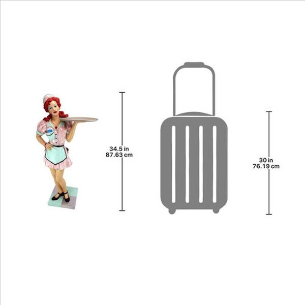 Retro Rosie Diner Dame Waitress Sculptural Pedestal Table Red Head